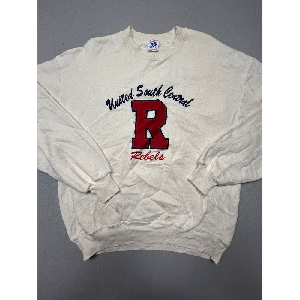 Jerzees Super Sweats Sweatshirt Cotton Poly White Large Mens